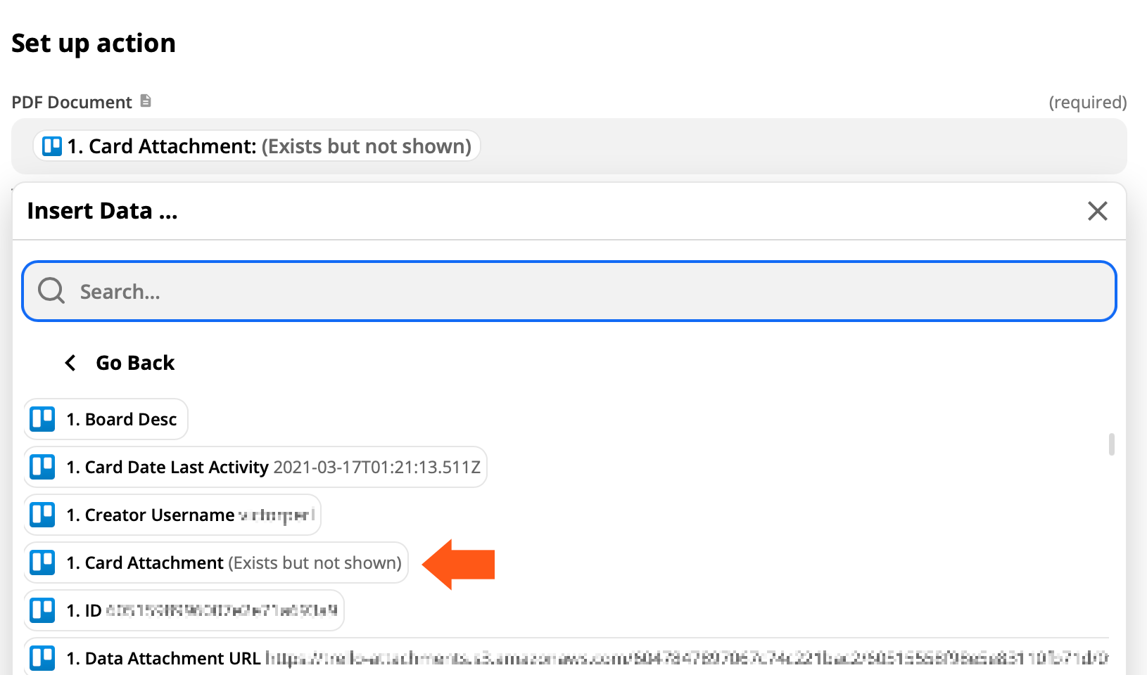 Example of a file object in Zapier's data picker